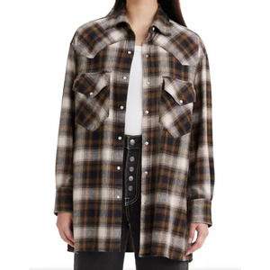 Levi's Women's Dylan Western Plaid Shirt Size XS RAVENA PLAID CREME